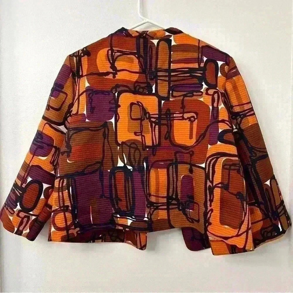 Ruby Rd. Womens Blazer Structured Statement Piece‎ Geometric Size 12 3/4 Sleeves - Picture 10 of 11